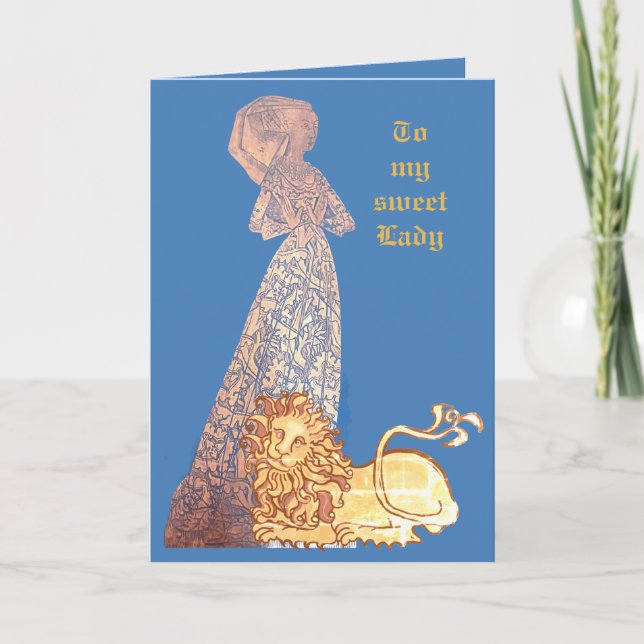 Tarjeta Amantes medievales caballero y señora (Anverso)