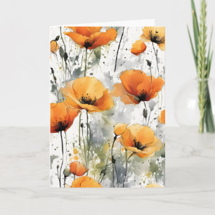 Tarjeta Amapola de California - Flores de acuarela