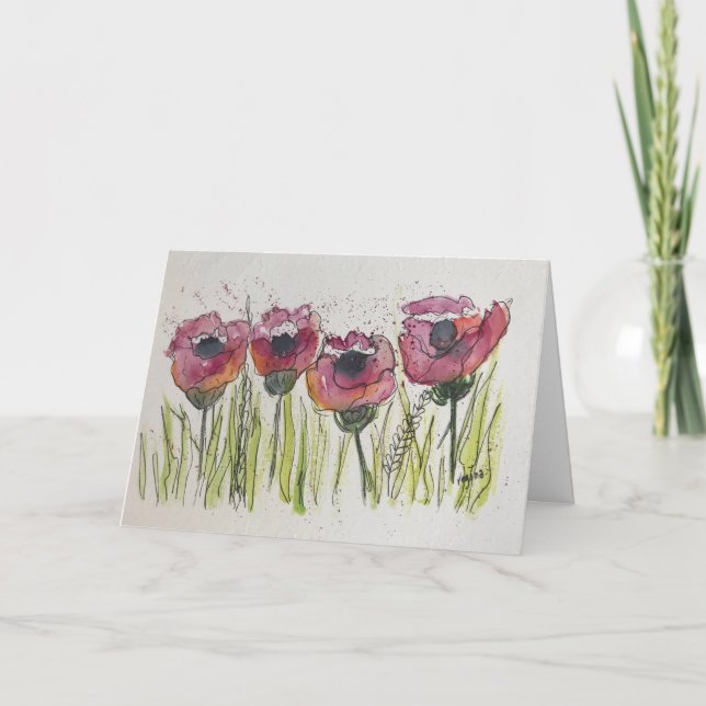 Tarjeta Amapolas Bailarinas (Anverso)