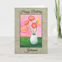 Amapolas Bonitas Cumpleaños Floral con Nombre y Te