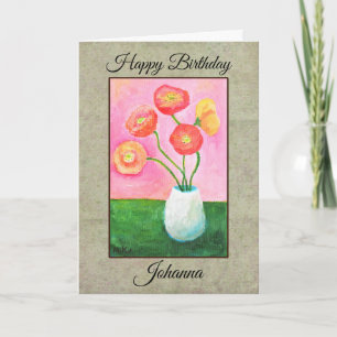 Tarjeta Amapolas Bonitas Cumpleaños Floral con Nombre y Te