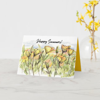 Tarjeta Amapolas Felices de Verano de California Flores Si