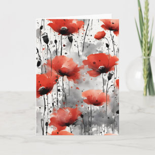 Tarjeta Amapolas - Flores de acuarela