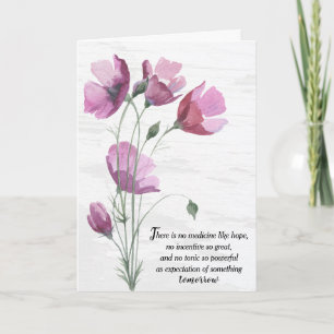 Tarjeta Amapolas rosadas con texto inspirador