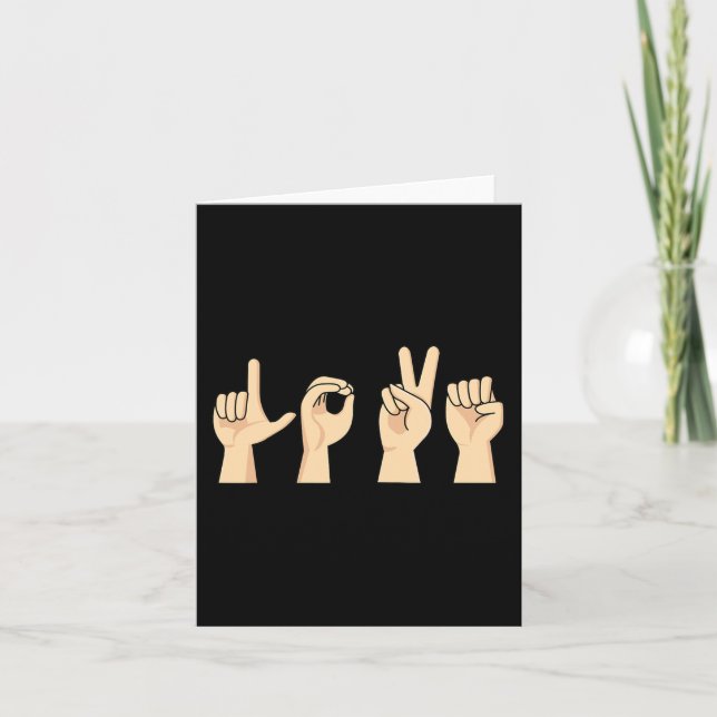 Tarjeta Amar a ASL Día de San Valentín Lenguaje de Rótulo  (Anverso)