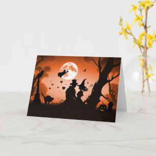 Tarjeta Amar a la romance en la pareja de Halloween