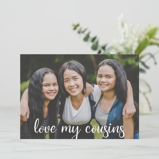 Tarjeta Amar a mis primos Personalizado lindo foto familia (Anverso de pie)