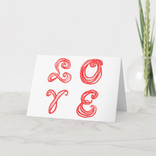 Tarjeta AMAR letras rojas de tela de arte de palabras