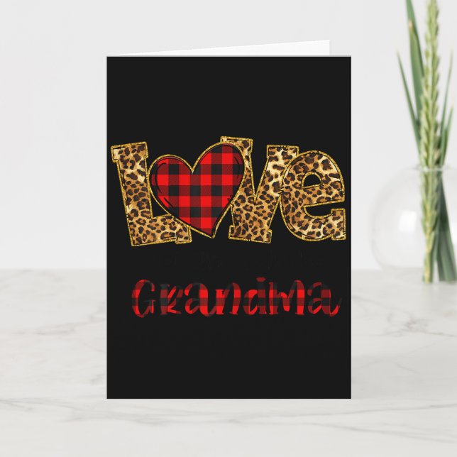 Tarjeta Amar ser llamada abuela Leopardo Cuadros Rojos Cor (Anverso)