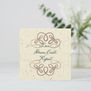 Tarjeta Amar, Soñar,  Crear, Repetir Diseño folk
