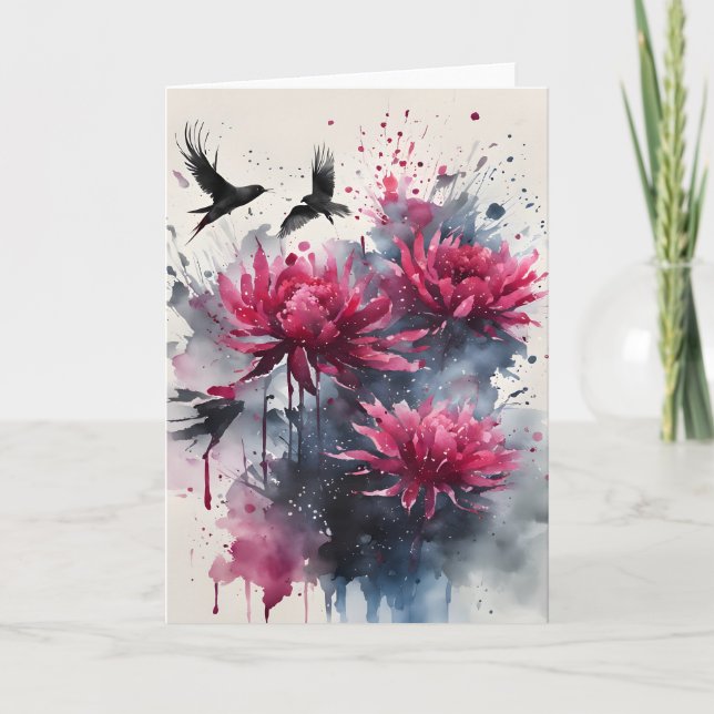 Tarjeta Amaranth - Watercolor flowers (Anverso)
