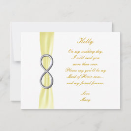 Tarjeta Amarilla de Dama de Honor de Boda de Infin