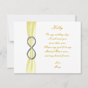 Tarjeta Amarilla de Dama de Honor de Boda de Infin