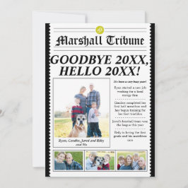 Tarjeta amarilla de vacaciones de Año Nuevo del Tr