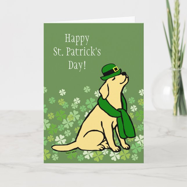 Tarjeta amarilla elegante de Labrador del día de (Anverso)