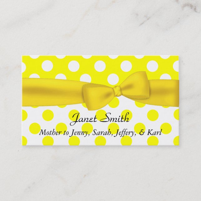 Tarjeta amarilla y blanca elegante de la mamá del (Anverso)