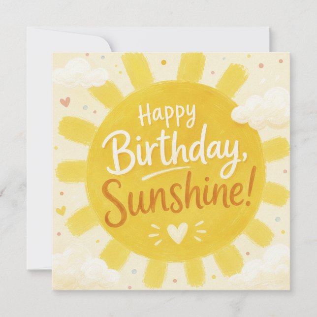 Tarjeta Amarillo Alegre Sol Feliz Cumpleaños (Anverso)