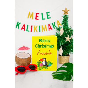 Tarjeta Amarillo brillante Tropical Feliz Navidad Touch