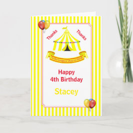 Tarjeta Amarillo de la fiesta de cumpleaños del Circo