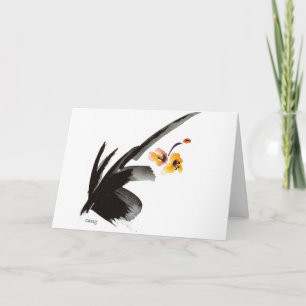 Tarjeta Amarillo de la orquídea con proverbio japonés