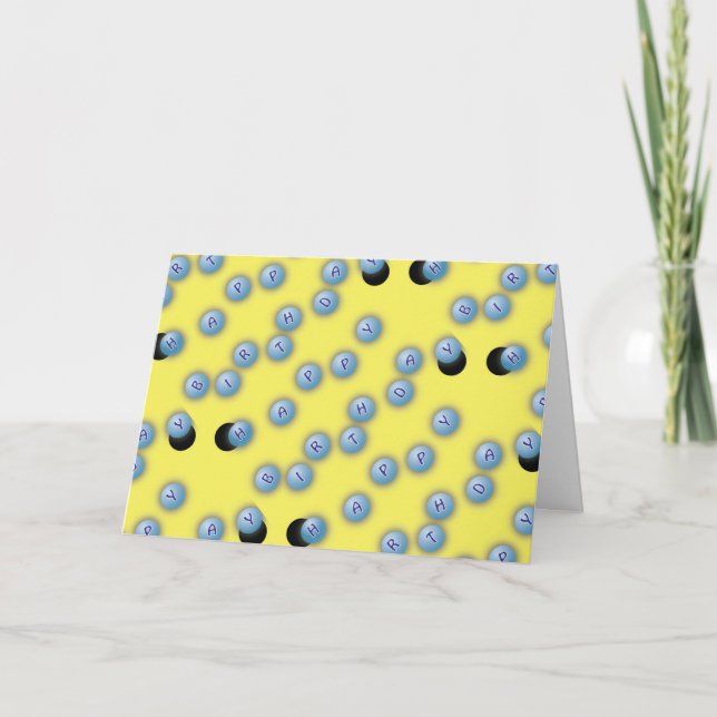 Tarjeta Amarillo del diseño del ping-pong del feliz (Anverso)