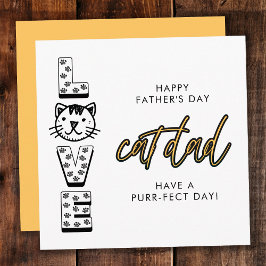 Tarjeta Amarillo Feliz Día del Padre desde el gato