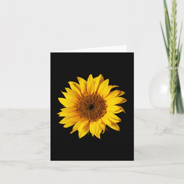Tarjeta Amarillo girasol en negro - Flores solares persona (Anverso)