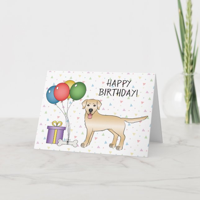 Tarjeta Amarillo Labrador recuperador perro lindo feliz cu (Anverso)
