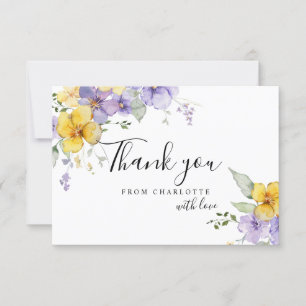 Tarjeta Amarillo Morado Floral Bridal Shower Gracias