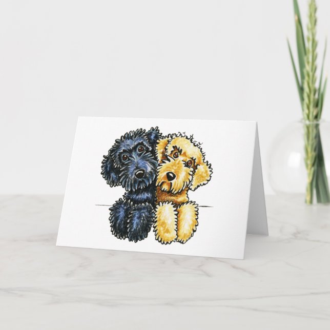Tarjeta Amarillo negro de Labradoodles alineado (Anverso)