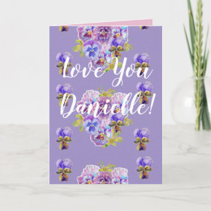 Tarjeta Amas a tus esposas Nombre Púrpura Pansy Shabby Chi