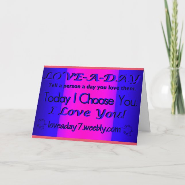 Tarjeta Ame un saludo del día Tarjeta-Azul/rosa/púrpura (Anverso)