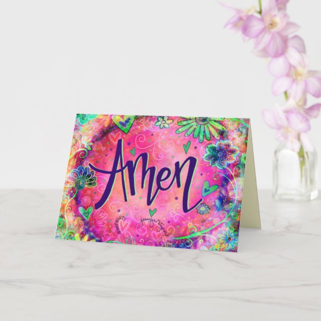Tarjeta Amen Bonito Rosa Whimsical Floral Trendy (Orquídea)