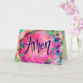 Tarjeta Amen Bonito Rosa Whimsical Floral Trendy