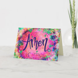 Tarjeta Amen Bonito Rosa Whimsical Floral Trendy