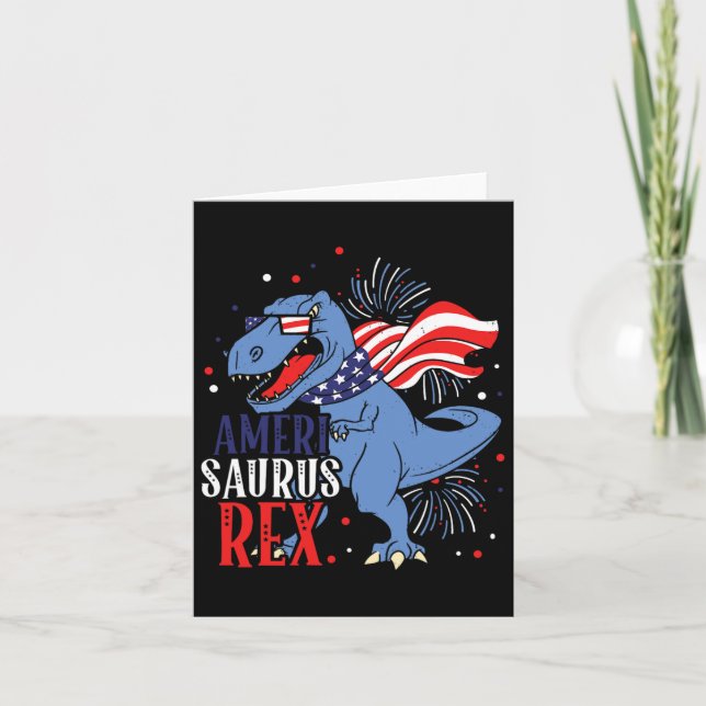 Tarjeta Ameri Saurus Rex 4 De Julio Independencia De Dinos (Anverso)
