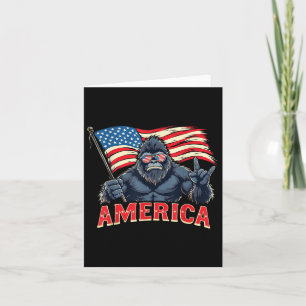 Tarjeta America Bigfoot Sasquatch Julio 4 Rock De Bandera 