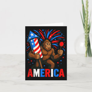 Tarjeta America Bigfoot Usa Firework Patriótico Sasquatch 