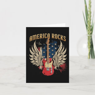 Tarjeta America Rock Guitar Bandera Estadounidense 4 De Ju