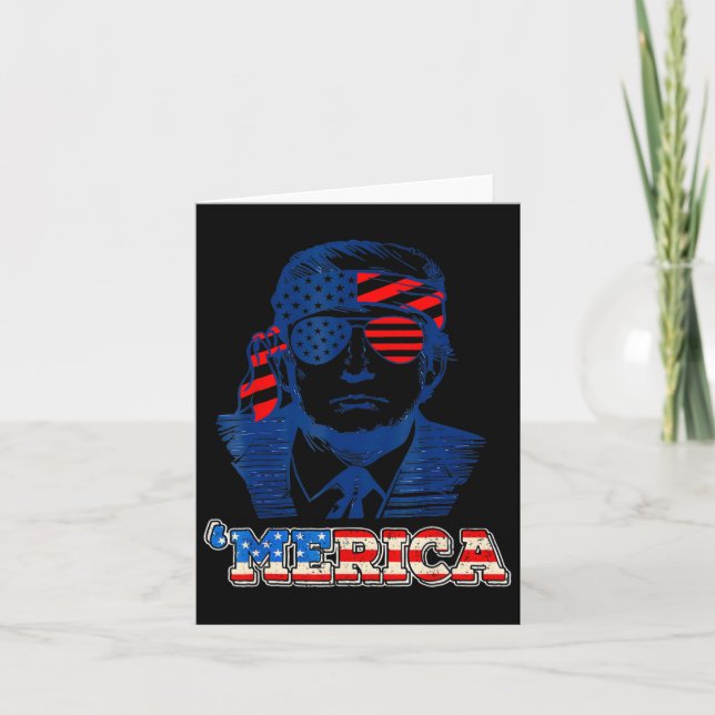 Tarjeta América Trump Feliz 4 de Julio Trump Bandera Ameri (Anverso)