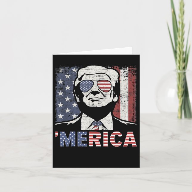 Tarjeta América Trump Feliz 4 de Julio Trump Bandera Ameri (Anverso)