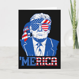 Tarjeta América Trump Feliz 4 de Julio Trump Bandera Ameri