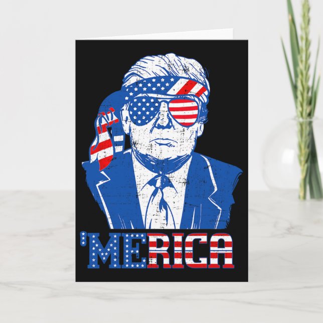 Tarjeta América Trump Feliz 4 de Julio Trump Bandera Ameri (Anverso)