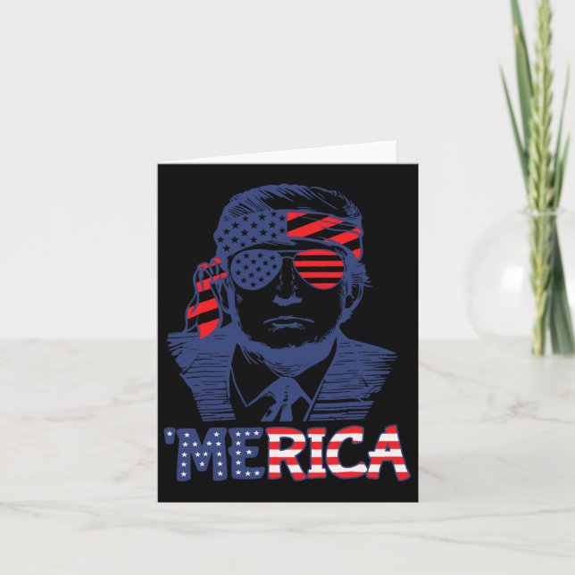 Tarjeta América Trump Feliz 4 de Julio Trump Bandera Ameri (Anverso)