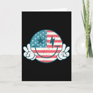Tarjeta América Vibra Cara Sonriente Bandera Americana 4 D