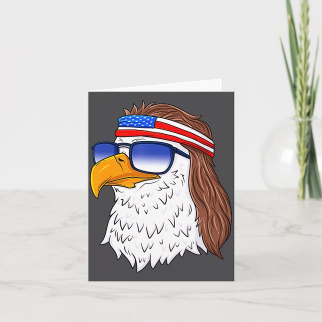 Tarjeta American Bald Eagle Mullet 4th Of July Funny Usa  (Anverso)