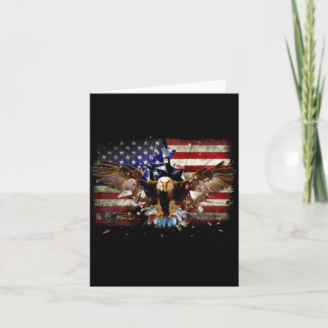 Tarjeta American Bald Eagle Usa Flag Patriotic Eagle 4th O (Anverso)