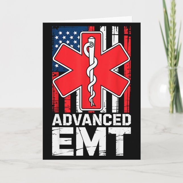 Tarjeta American Flag Advanced Emt Aemt Medical Technician (Anverso)