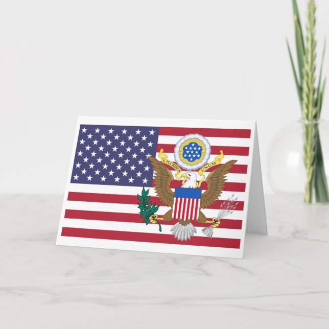 Tarjeta American Flag & Coat of Arms, United States (Anverso)