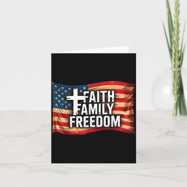 Tarjeta American Flag Faith Family Dom Christian  (Anverso)